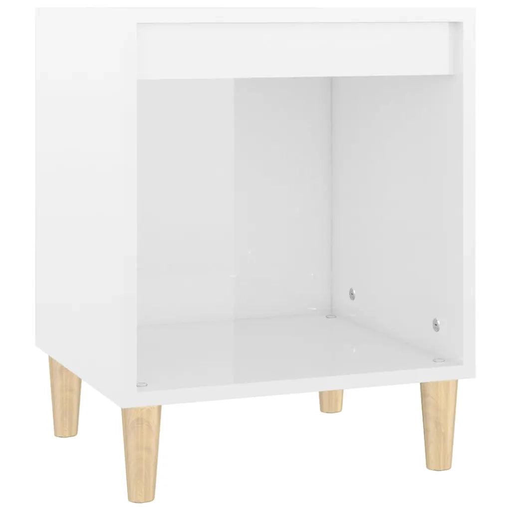 Comodino-Tavolino da notte Bianco Lucido 40x35x50 cm in Legno Multistrato 229919