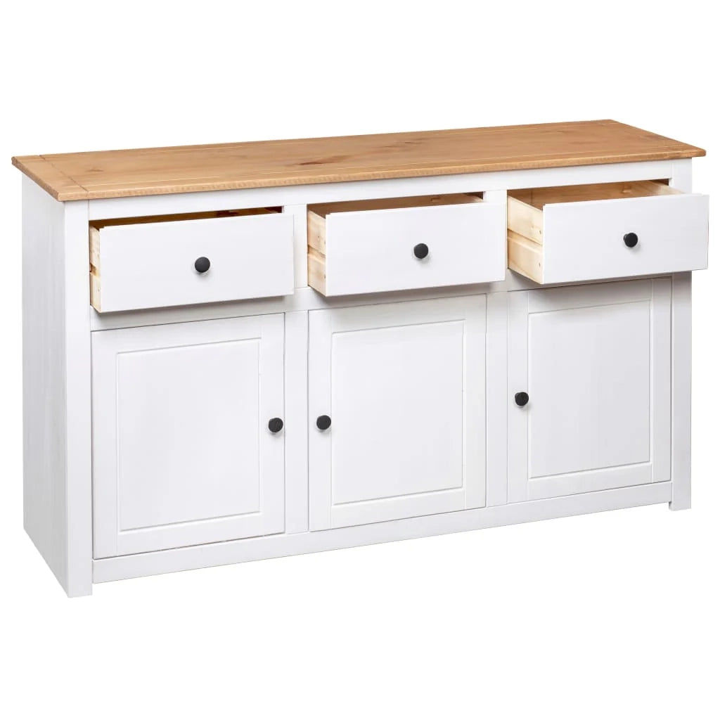 Buffet credenza cassettiera armadio mobile contenitore organizer per cucina soggiorno salotto 135 x 40 x 80 cm pino massiccio gamma Panama bianco 02_0030209