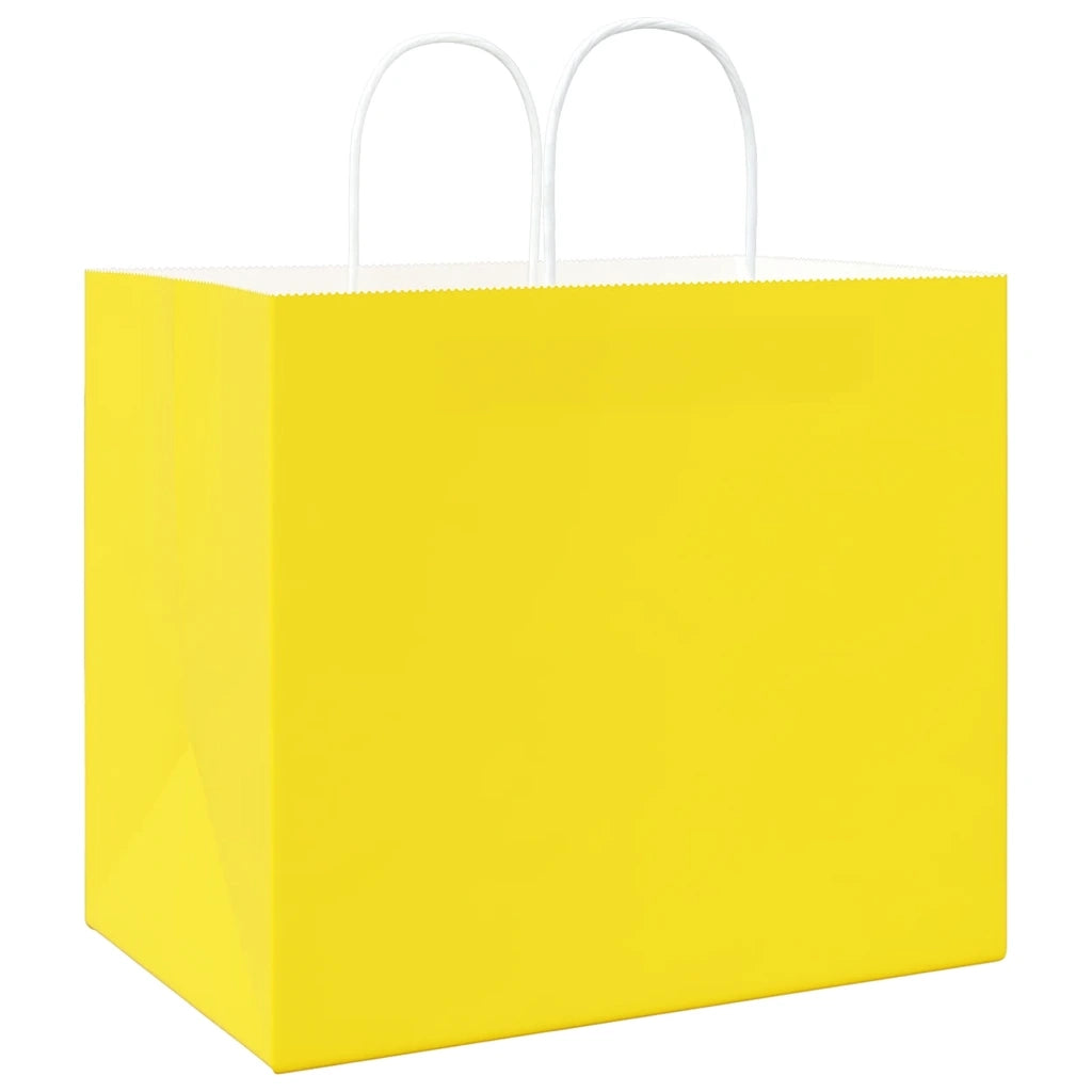 Sacchetti di Carta 50 pz con Manici Gialli 32x22x28 cm