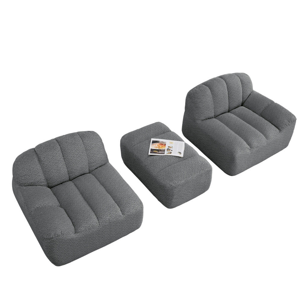 Divano modulare 210x165x79 cm senza montaggio in fleece granulato grigio