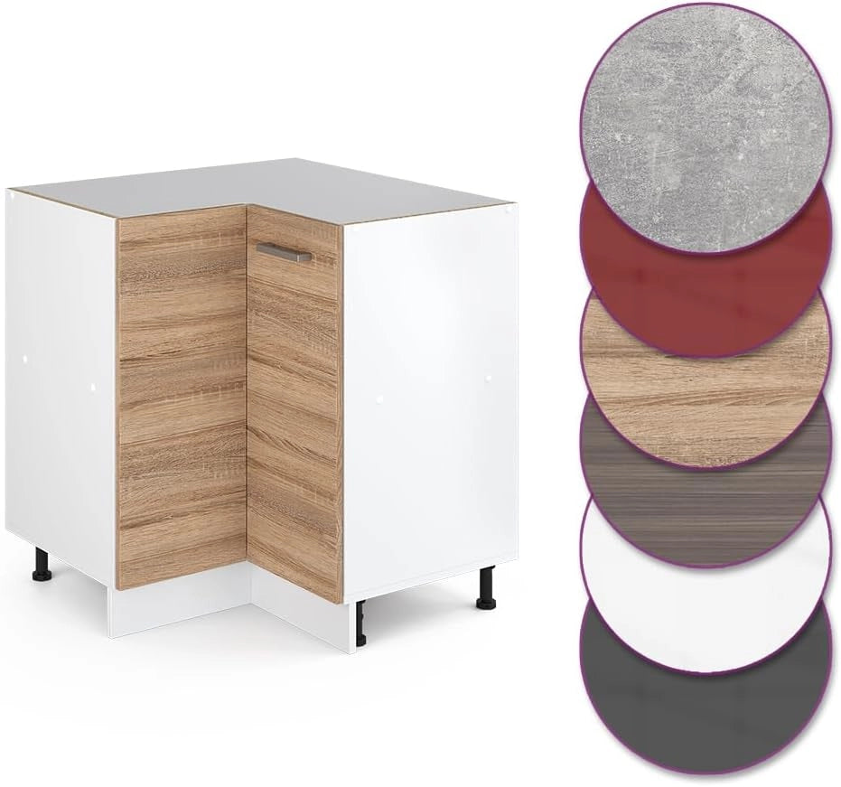 Mobile ad angolo cucina R-Line, Sonoma, 75.6 cm senza piano di lavoro, per la libera combinazione all'interno di sistemi cucina modulari