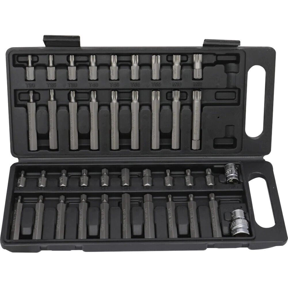 KIT SET INSERTI CHIAVI 40 PZ BUSSOLE CHIAVI TORX HEX 1/2" 3/8" PROFESSIONALE