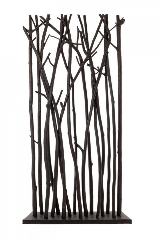 Paravento in Legno Mungur Naturale con Rami Decorativi - INGRID