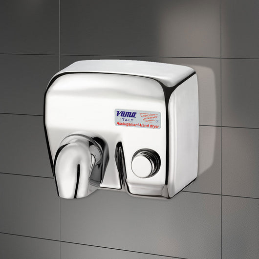 Asciugamani Elettrico Antivandalo con Pulsante 2400W Vama Ariel LP Acciaio Inox Lucido