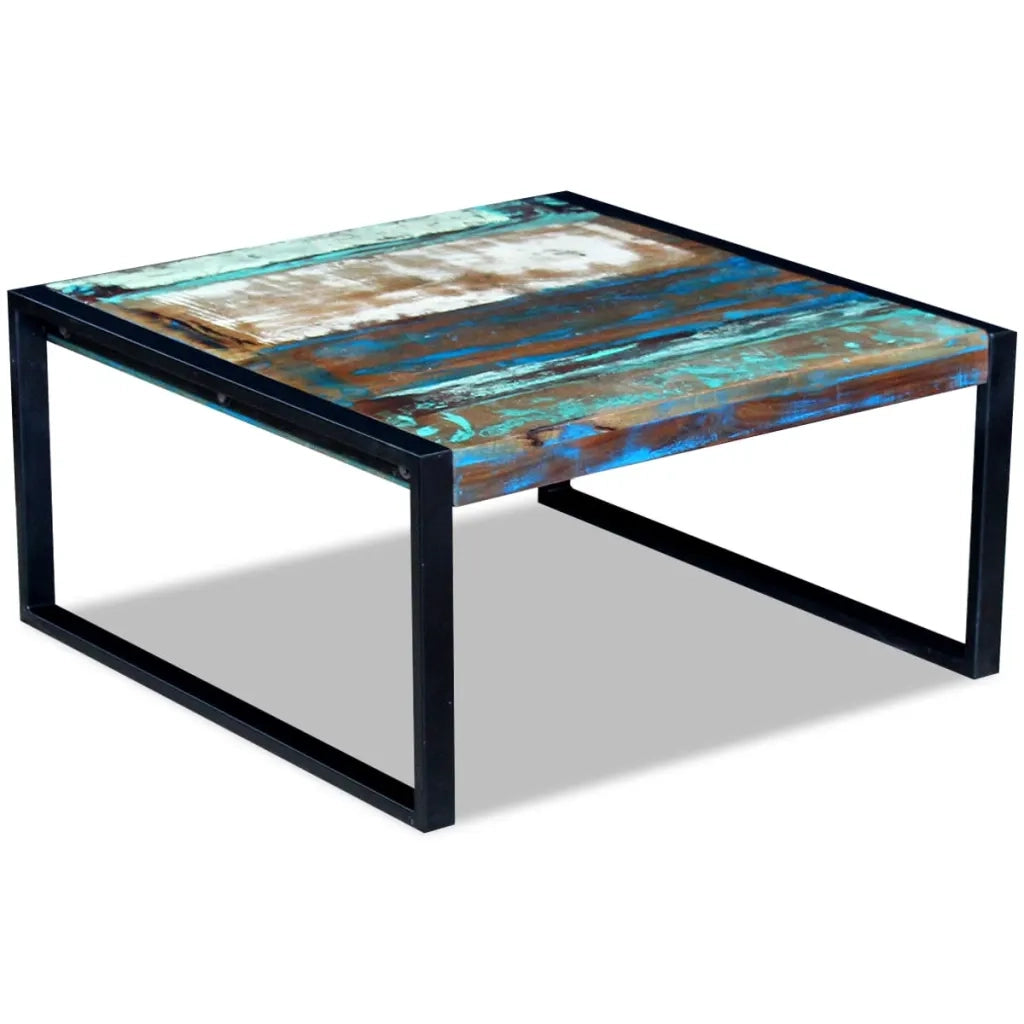 Tavolino da Salotto in Legno Massello Anticato 80x80x40 cm 243295