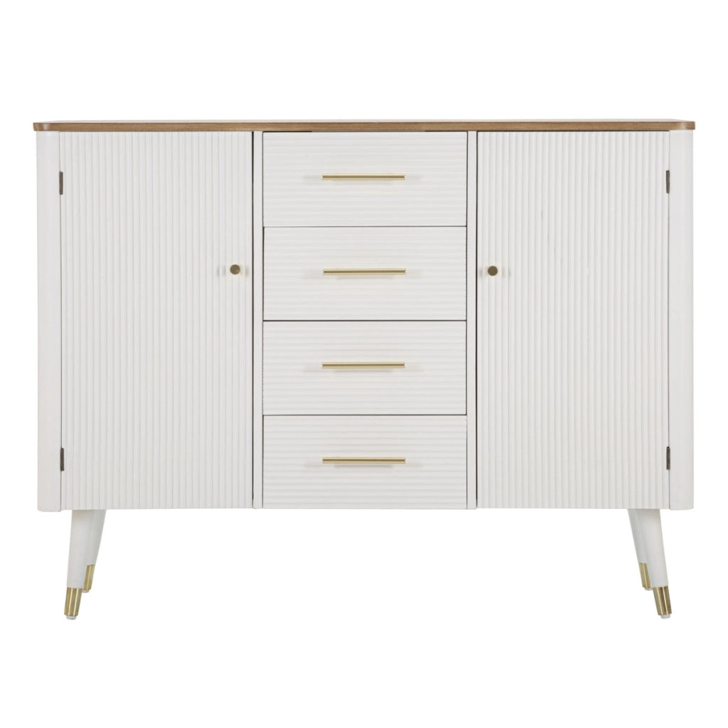 Credenza VKH24, Bianco, Legno, 117x37x90 cm