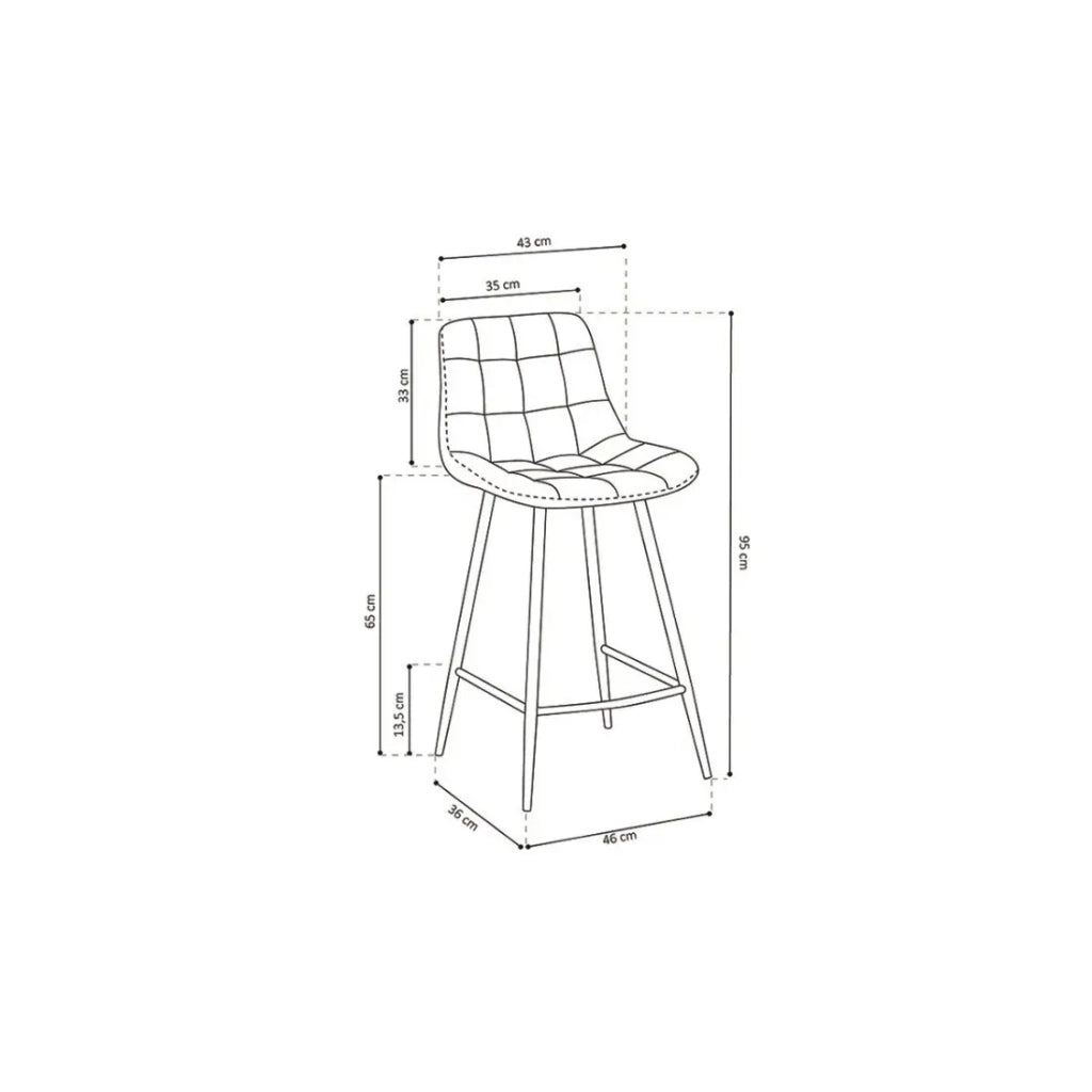 Sedia da banco JUTE – Velluto blu – Stile contemporaneo H95 cm