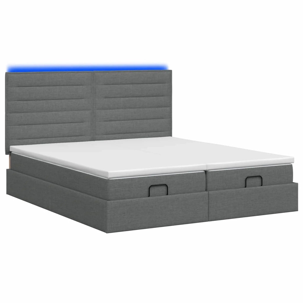 Letto Ottomano con Materasso e LED Grigio Scuro 160 x 200 cm 3458410