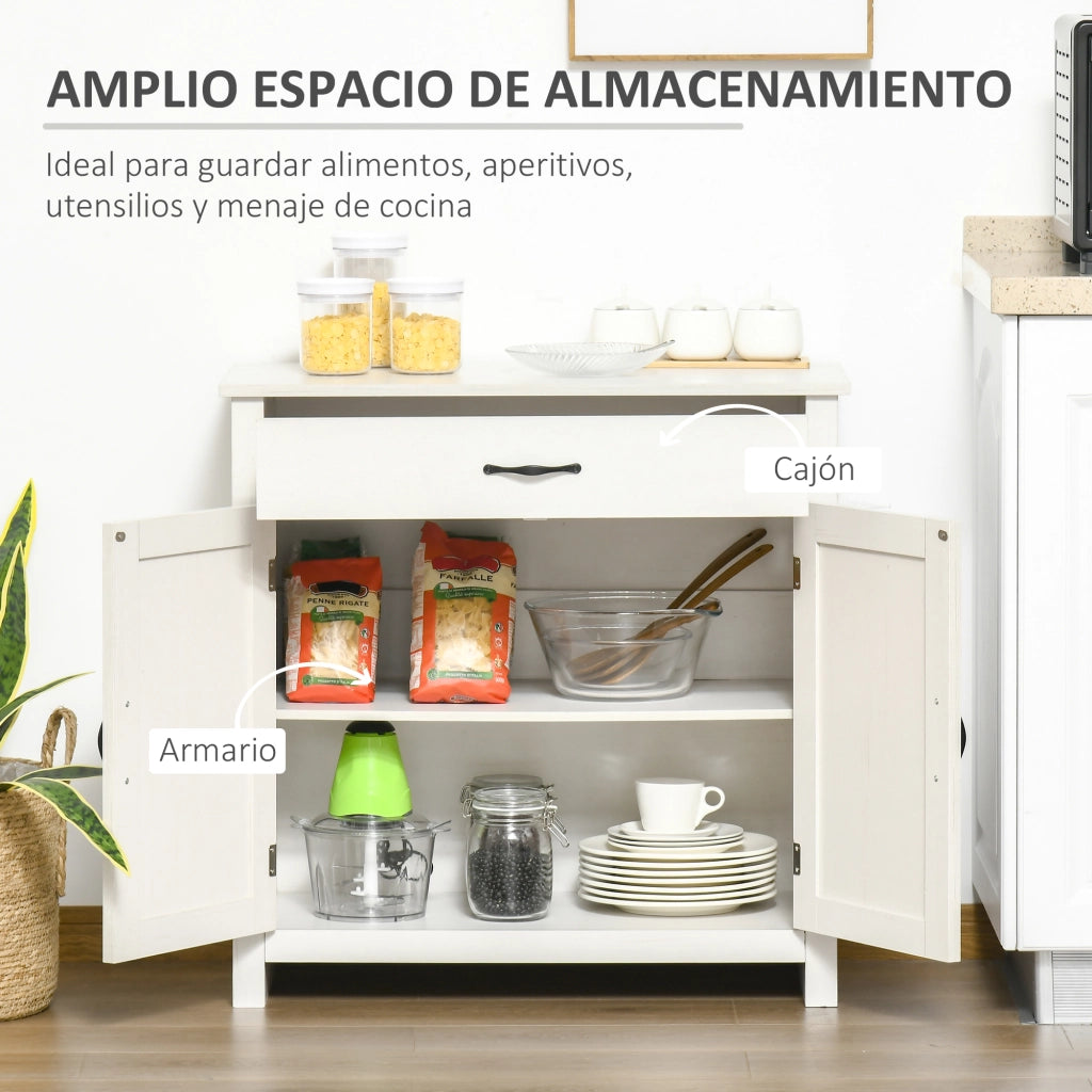 Tavolo da cucina con cassetti ¨C zephmum ¨C 80x39.7x80 cm bianco lavato