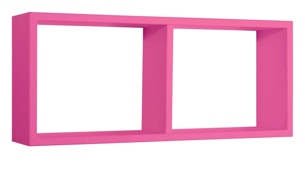Mensola Rettangolare 2 Scomparti da Parete 70x30x15,5 cm in Fibra di Legno Morgana Fuxia