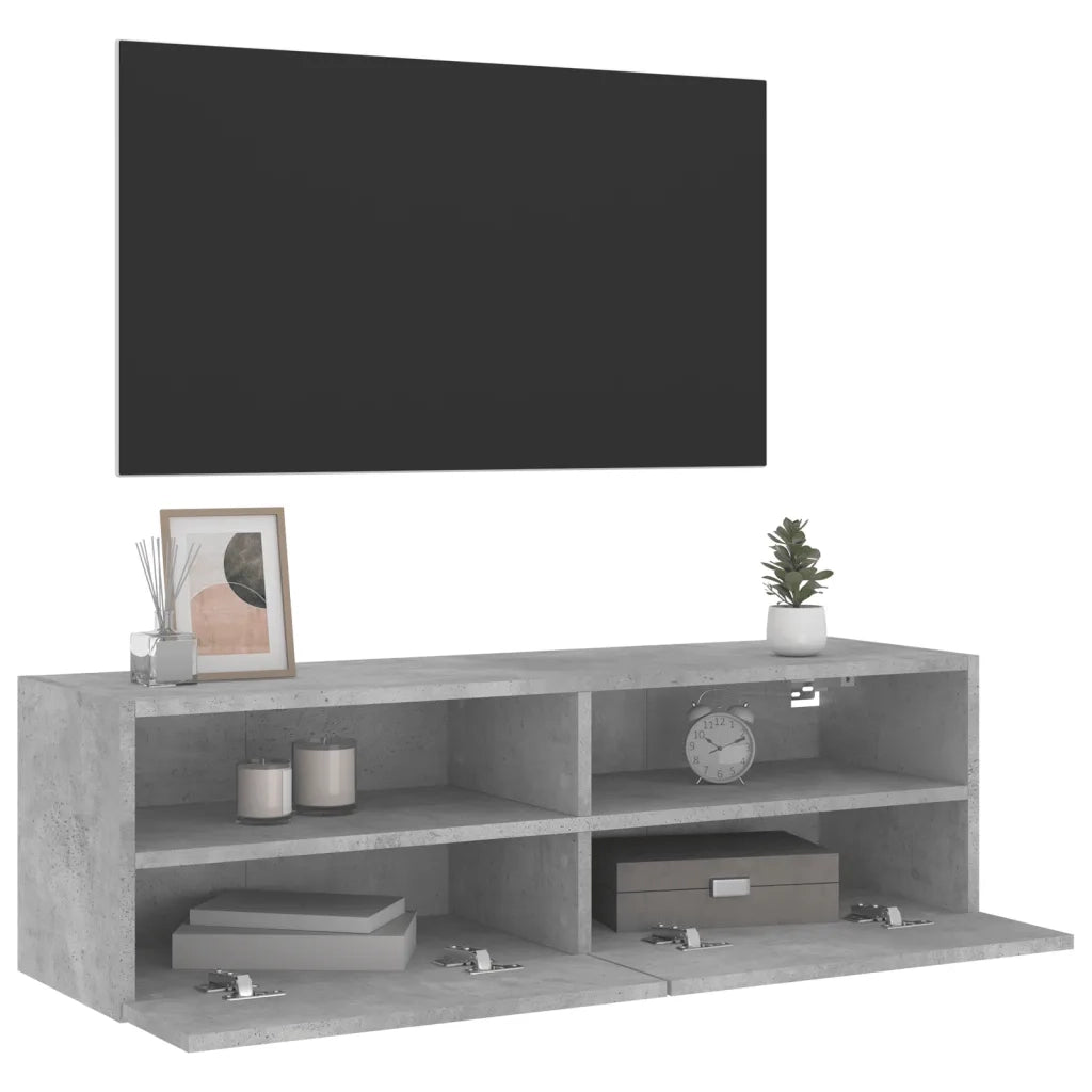Mobile TV a Parete Grigio Cemento 100x30x30cm Legno Multistrato 836888