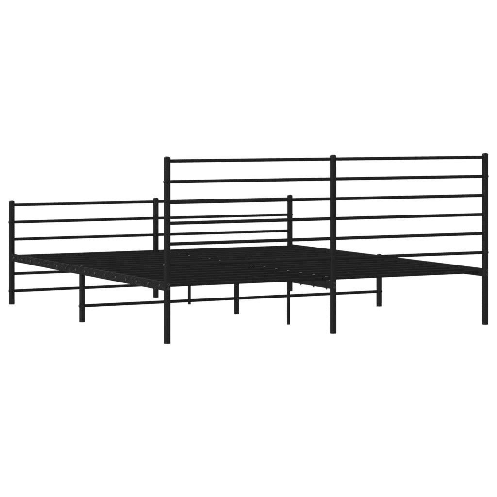 Giroletto con Testiera e Pediera Metallo Nero 200x200 cm 352344