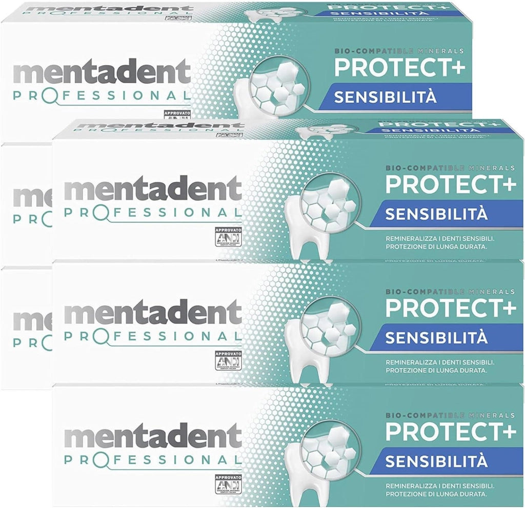 MENTADENT DENTIFRICIO SET 6 CONFEZIONI PROFESSIONAL RIMINALIZZA I DENTI SENSIBILI 75 ML L'UNO PROTETTIVO