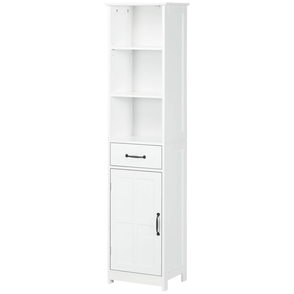 Colonna bagno con 3 scomparti aperti, cassetto e ripiano regolabile ¨C Minimal ¨C bianco 40x30x164