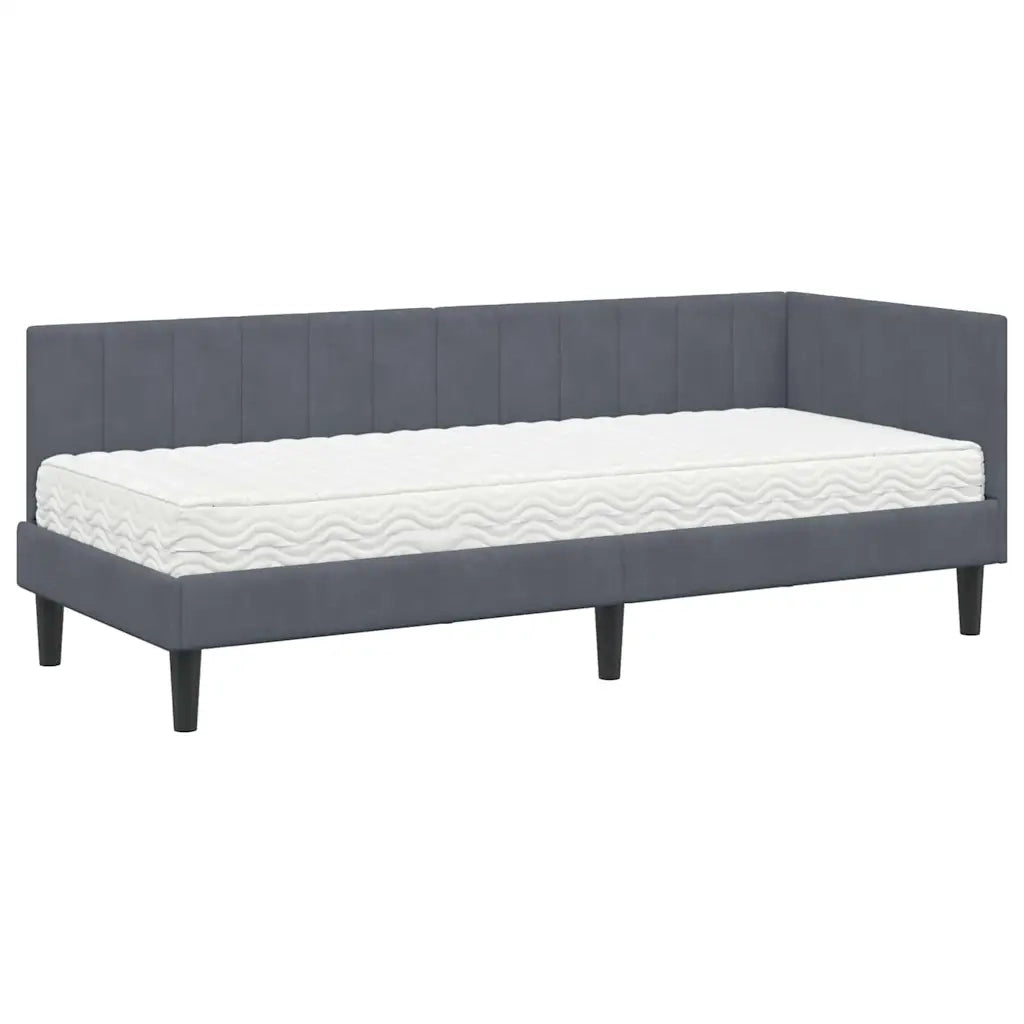 Struttura Letto Angolare con Materasso 2 pcs Grigio Velluto