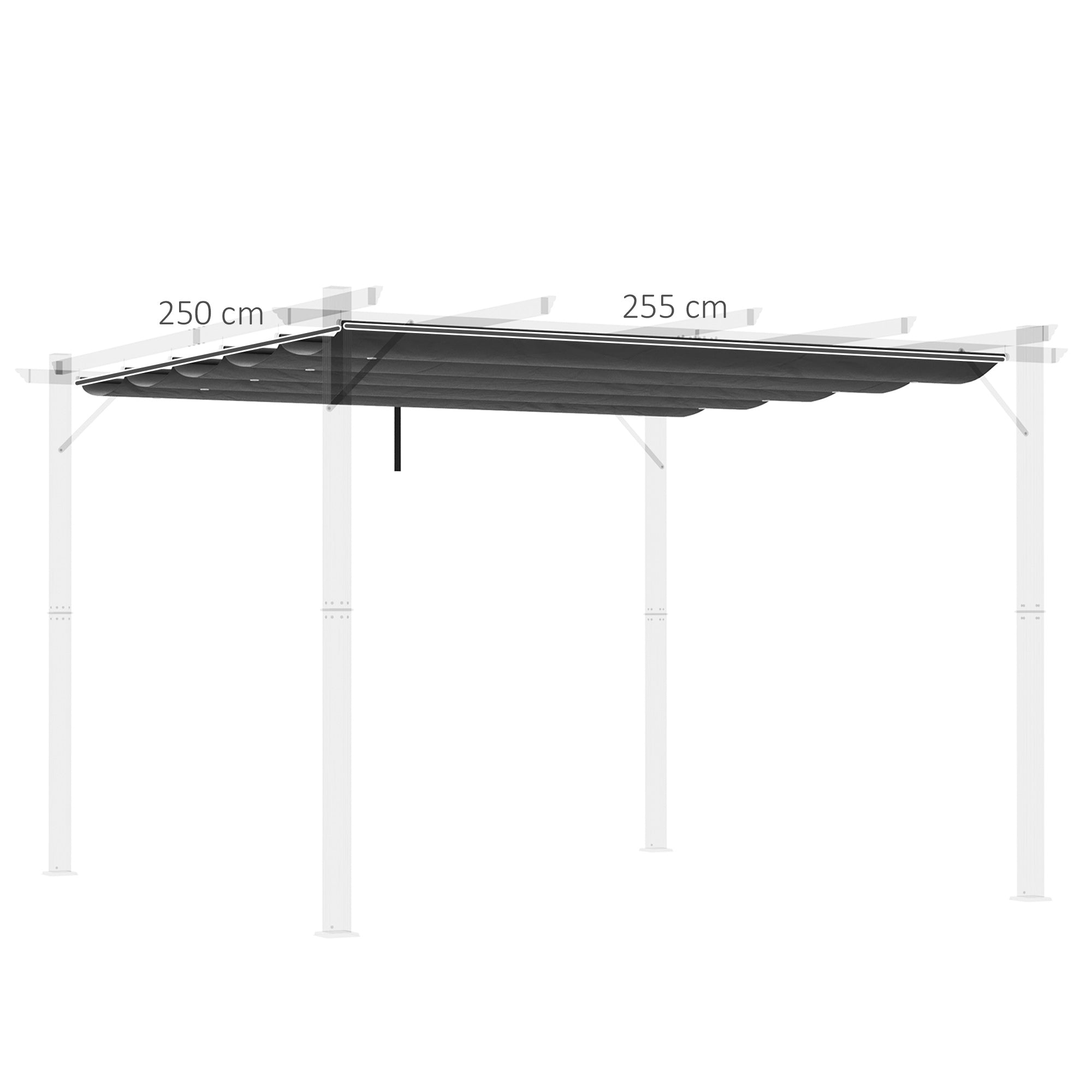 Telo di Ricambio per Pergola da Giardino 3x3m in Poliestere Grigio Scuro
