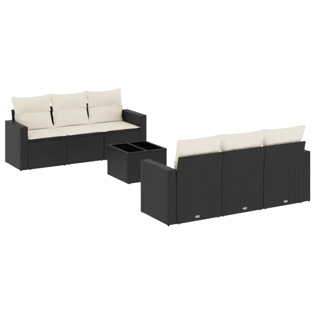 Set Divani da Giardino con Cuscini 7pz Nero Polyrattancod mxl 111494