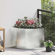 Vaso d'angolo-Fioriera-Contenitore per Piante Argento 60 x 60 x 50 cm Acciaio zincato