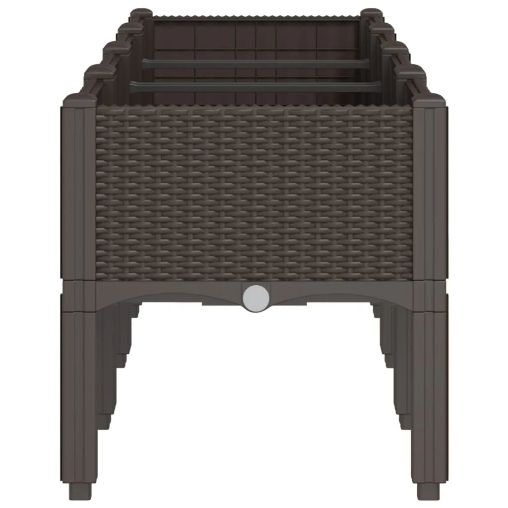 Fioriera rialzata per piante fiori patio giardino con gambe 160 x 40 x 42 cm PP marrone 02_0038159