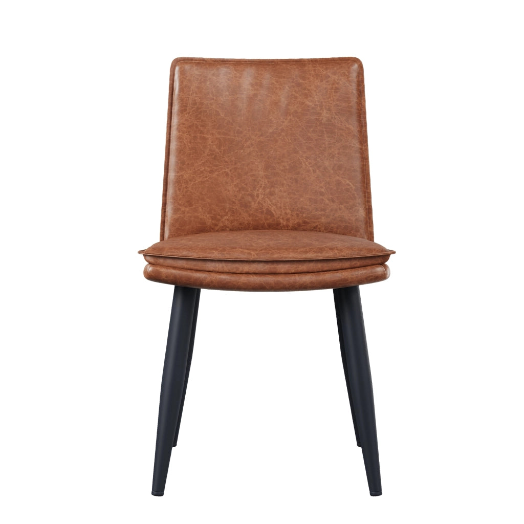 Set di 4 sedie da pranzo imbottite in PU con gambe in metallo marrone