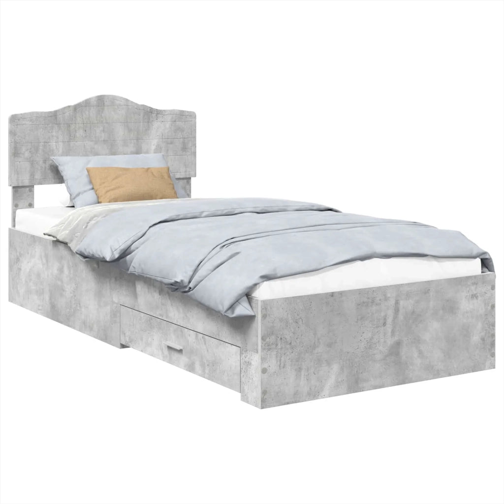 Struttura del letto con testiera-Giroletto con Testiera Grigio cemento 100 x 200 cm 673876