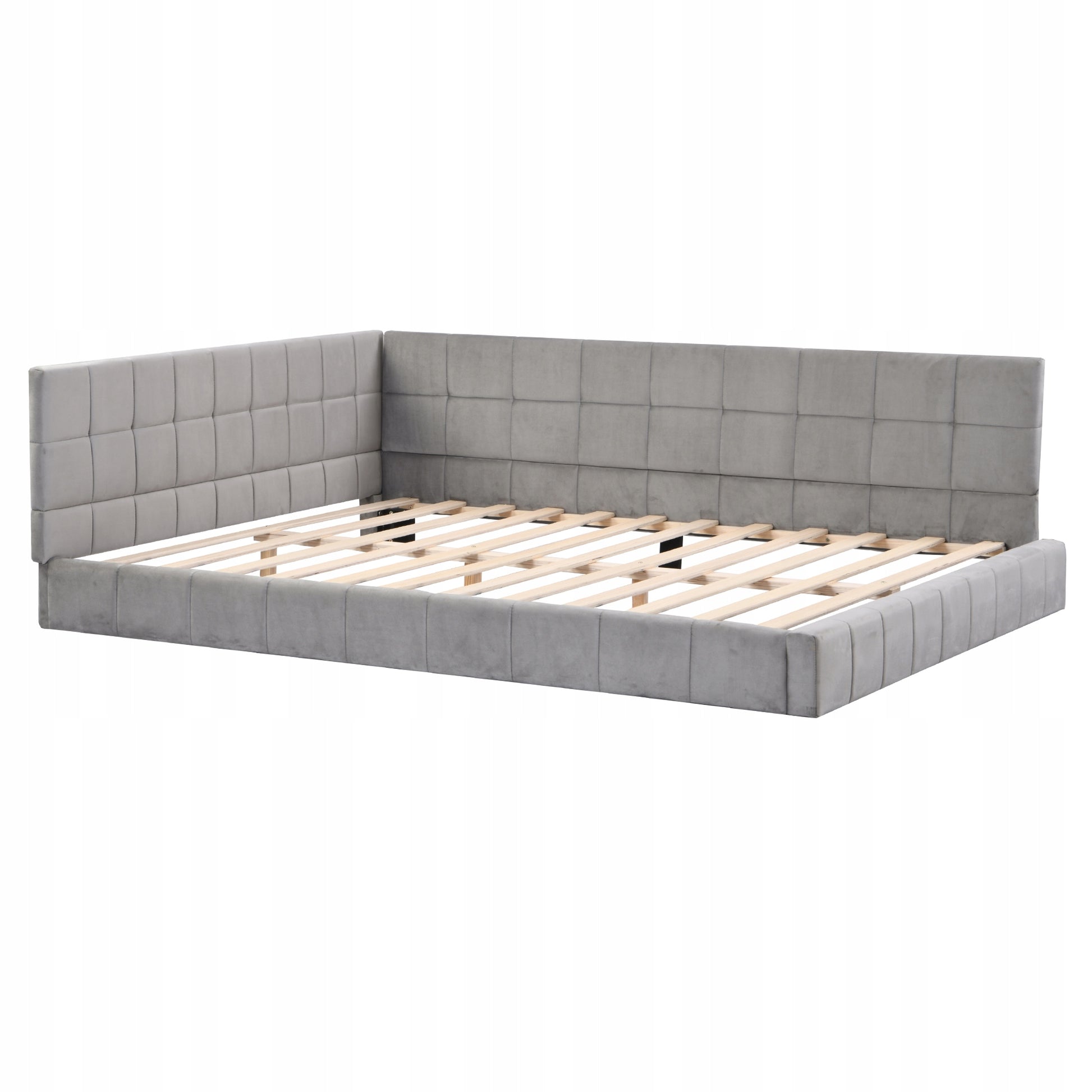 Letto a giorno in velluto grigio - Xylo - 140x200 cm