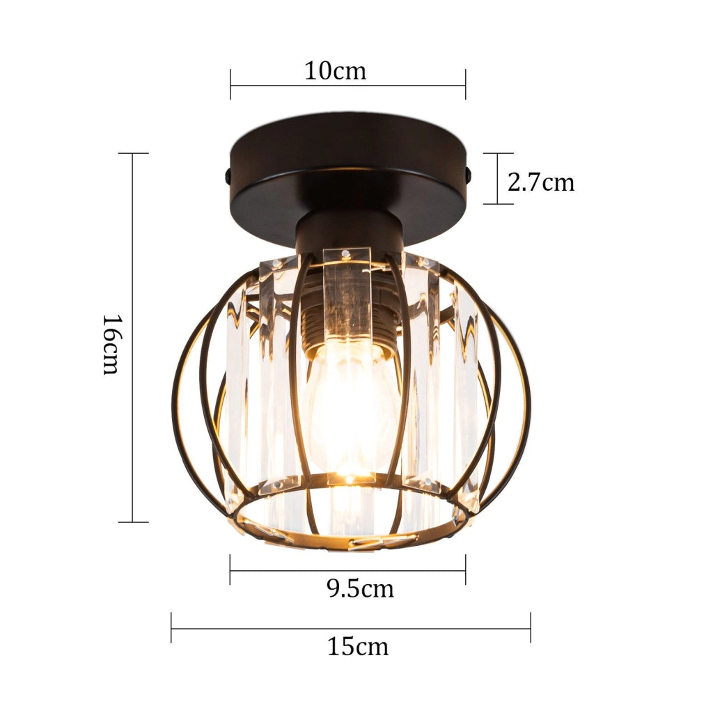 ZMH Lampada da soffitto plafoniera moderna cristallo nero E27 illuminazione elegante vintage per interni