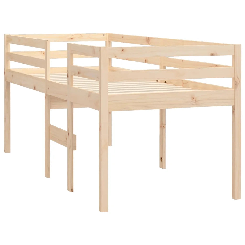 Letto a Soppalco 90x200 cm in Legno Massello di Pino 821604