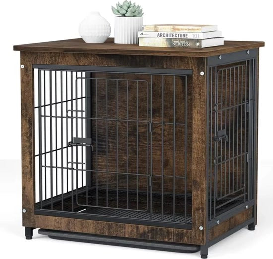 Banchetto per cani - 2in1 - Tavolo e banco - Tavolo per ingresso - Tavolo per soggiorno - Industriale - Marrone/Nero - Piccolo - 63x51x59cm