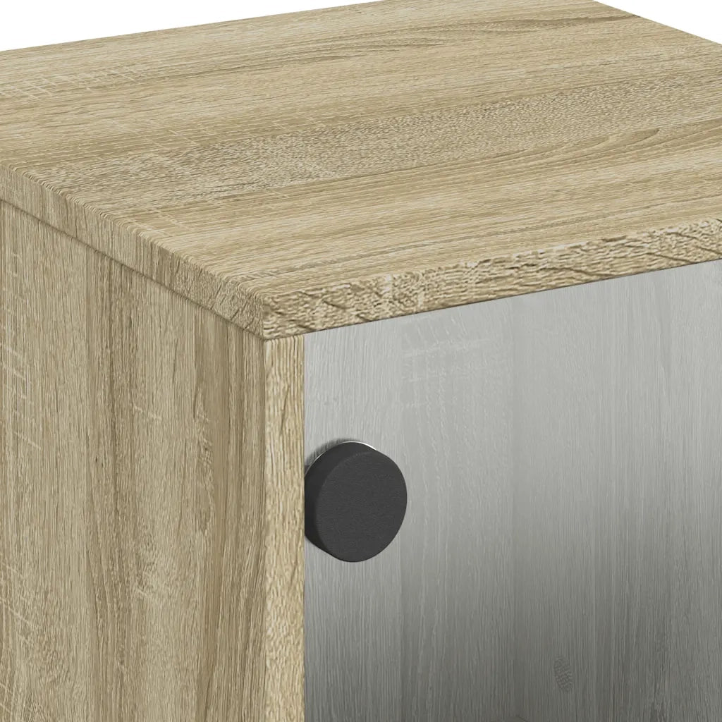 Comodini con Ante in Vetro 2pz Rovere Sonoma 35x37x50 cm 836523