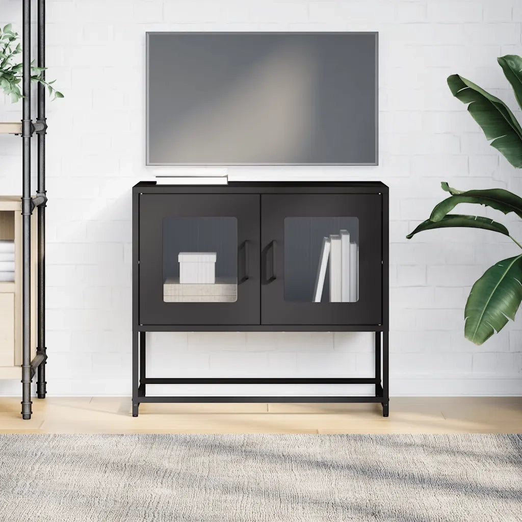 Mobile TV Nero 68x39x60,5 cm in Acciaio Laminato a Freddo 853332