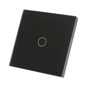 Interruttore touch semplice nero 220V, spia luminosa, cornice in vetro 86x86x34mm