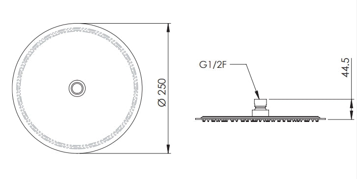 SOFFIONE SLIM TONDO- Inox Spazz. Diam. 250 mm- Remer- pezzi 1