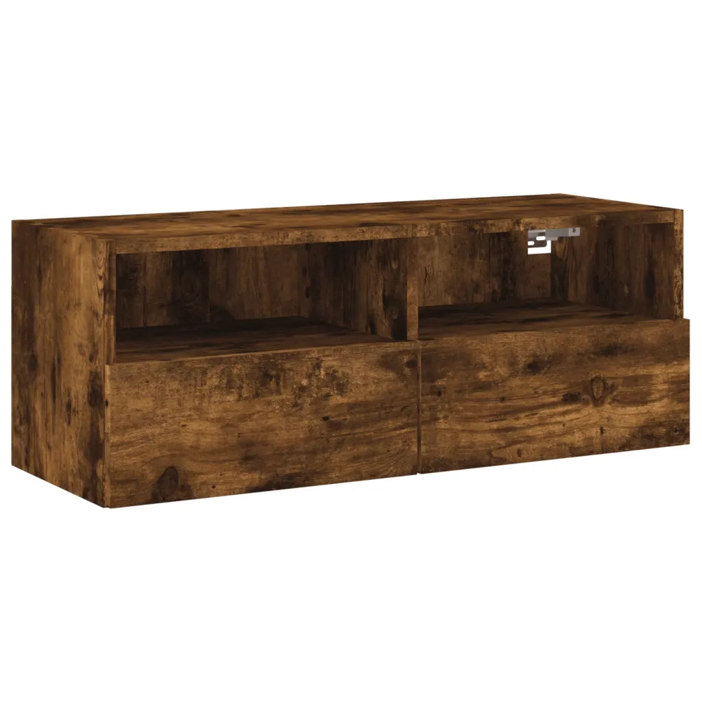 Mobile TV a Parete Rovere Fumo 80x30x30 cm in Legno Multistrato 836876
