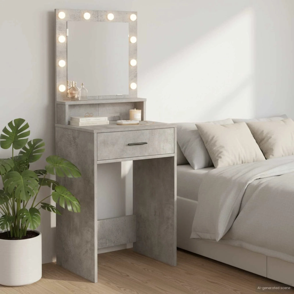 Tavolo da Trucco con cassetto Grigio cemento 50 x 41 x 135 cm 865094
