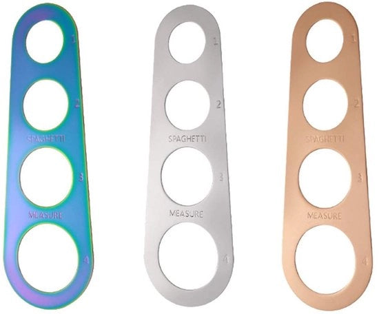 Spaghetti misuratore in acciaio inossidabile - 4 fori - misuratore di spaghetti - controllo quantitativo - adatto per cucina - formato compatto 6x8cm - misuratore di spaghetti