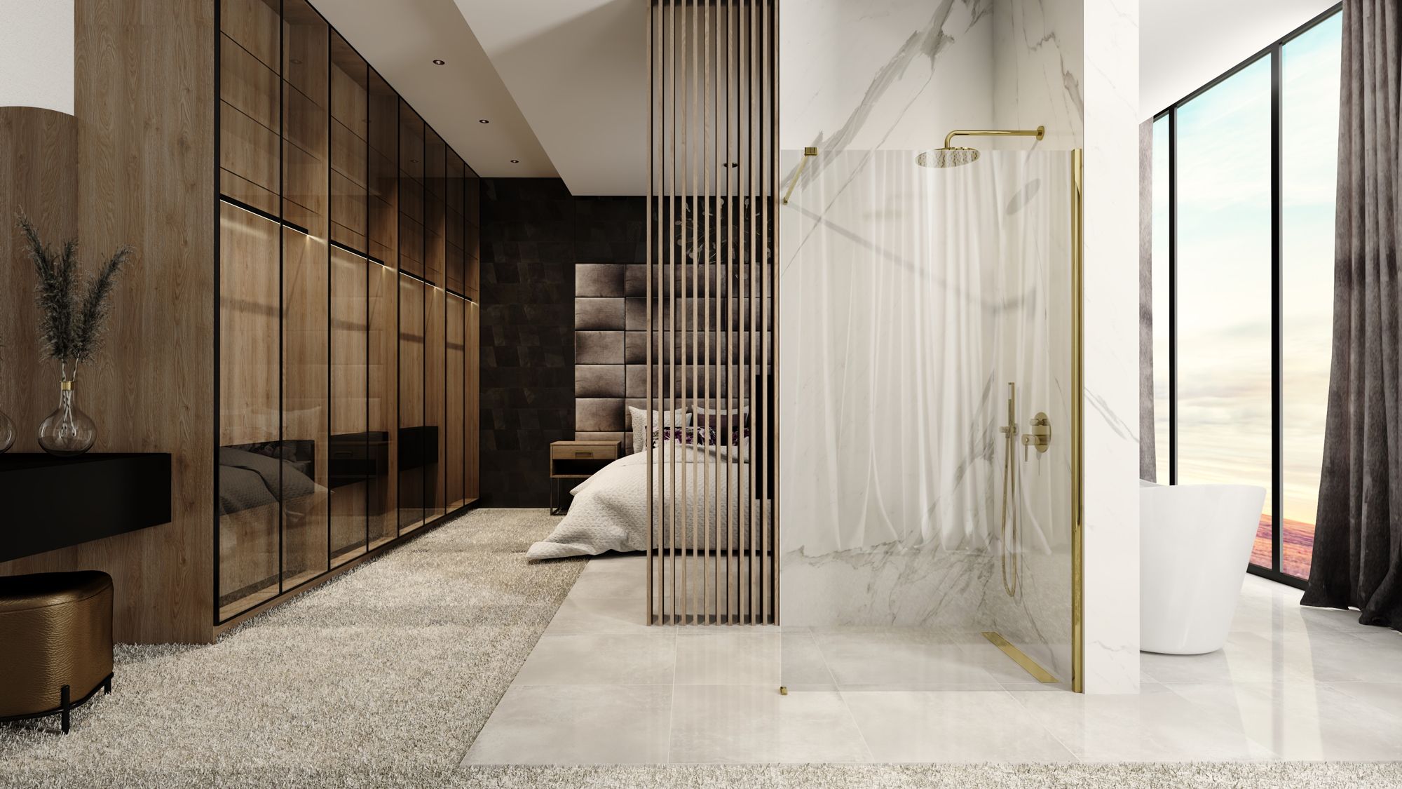 Parete Doccia Rea Aero Gold 100 Walk In