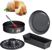 Set di stampi per torte a forma di spring 5 pezzi con fondo - fondo per torta a forma di ciambella punteruolo in acciaio antracite