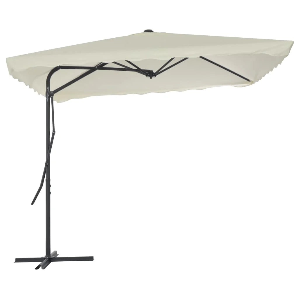 Ombrellone da esterno con palo in acciaio 250 x 250 cm color sabbia 02_0008272