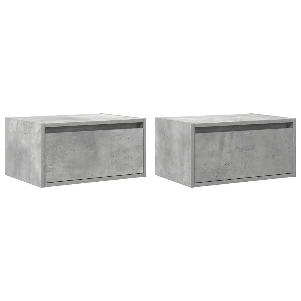Comodini a Parete con Luci LED 2 pz Grigio Cemento 860218