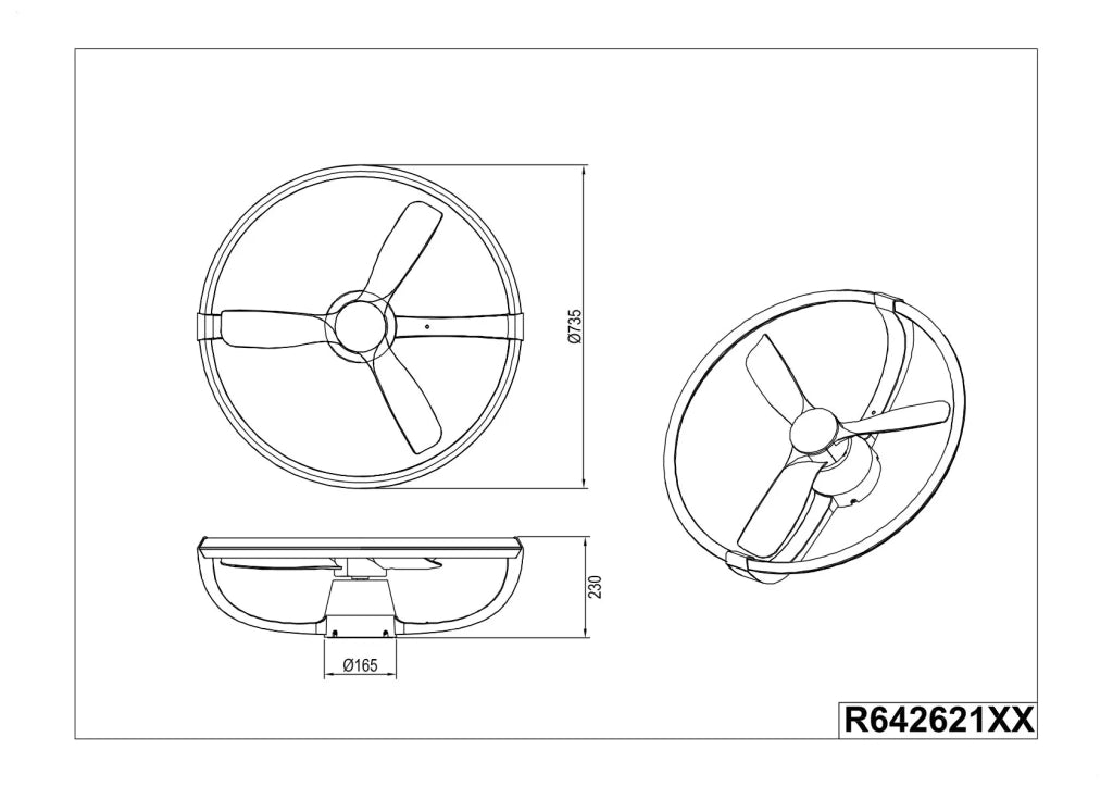 Plafoniera con Ventilatore estate/inverno, nero, D 73 cm Stockholm