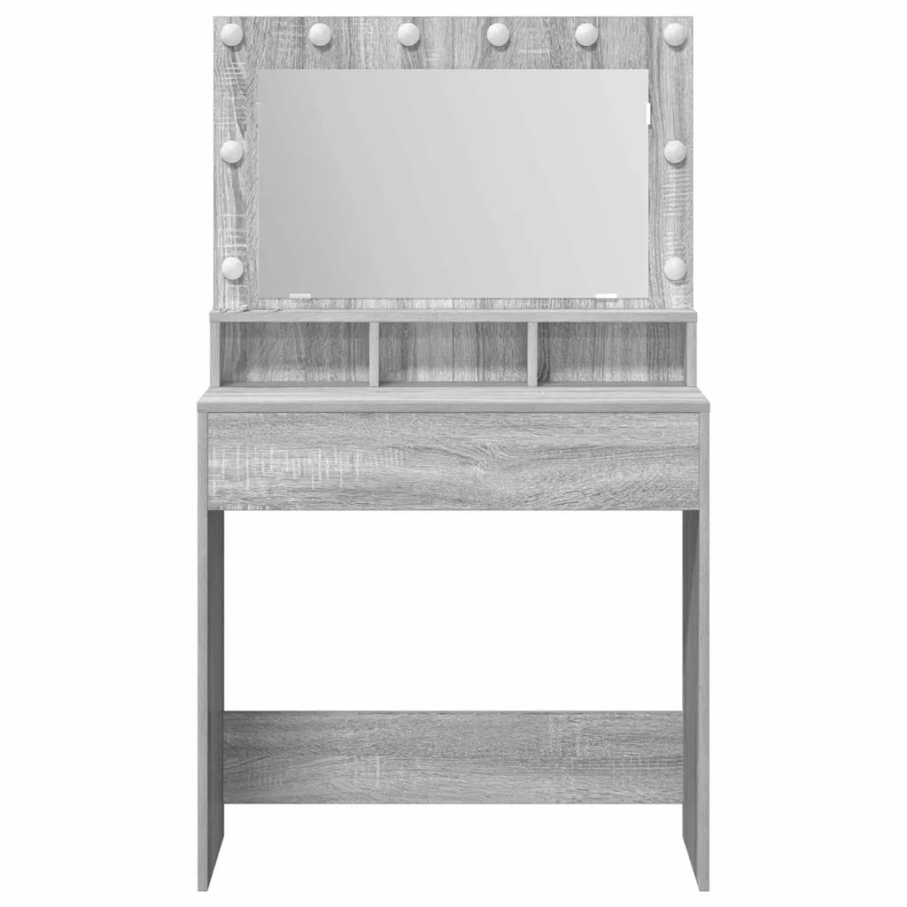 Tavolo da Trucco con specchio Grigio Sonoma 78,5 x 41 x 135 cm 865114