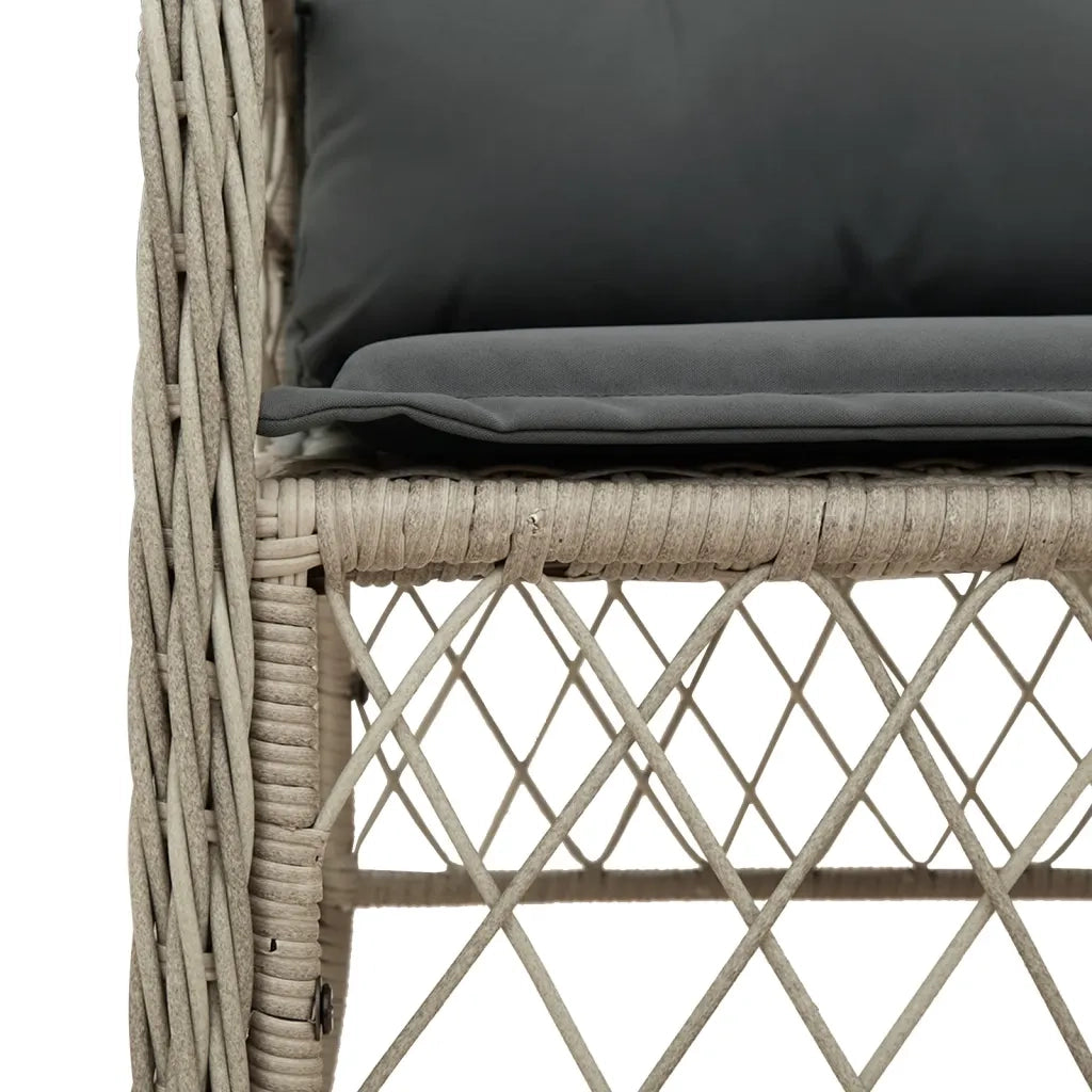 Set da Pranzo da Giardino 7 pz Cuscini Polyrattan Grigio Chiaro 3212066