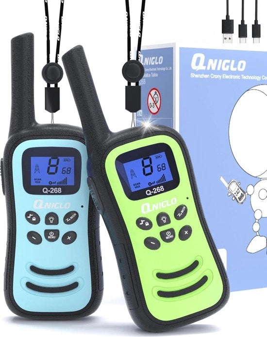 Walkie Talkie Oplaadbaar con Porta Lampo - Radio 8 Canali per Avventure all'Aperto per Bambini da 3 a 12 Anni