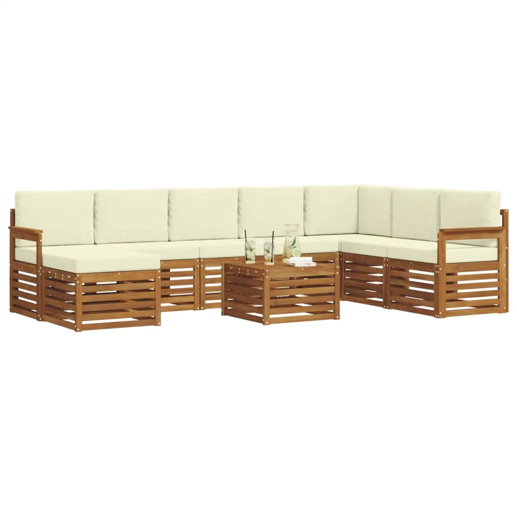 Set di divani da esterno 9 pz Naturale e Crema 3375315