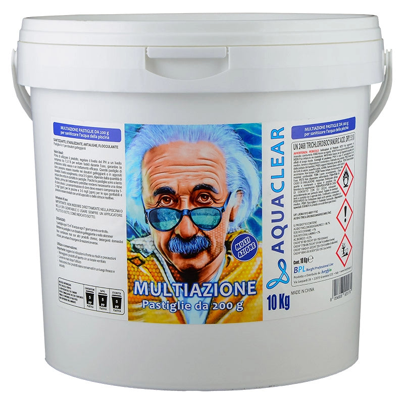 Pastiglie Multiazione Piscina 4 In 1 Da 200 G Blisterate Aquaclear, Confezione Da 10 Kg