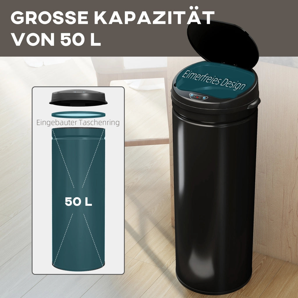 Cestino per rifiuti 50 litri con sensore e chiusura soft ¨C zephmum ¨C acciaio inox