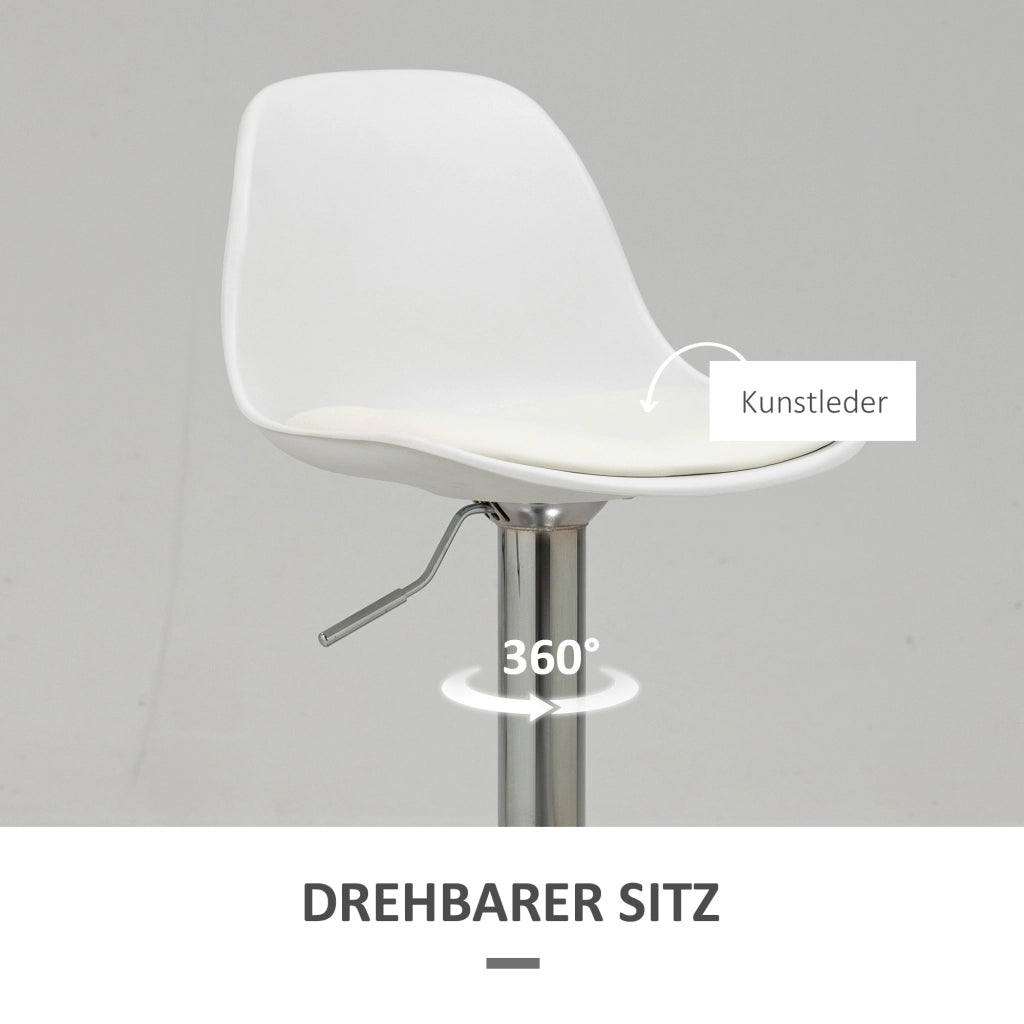 SGABELLI ALTI Set da 2 pezzi girevoli regolabili 42x38x82-104 cm Bianco Similpelle