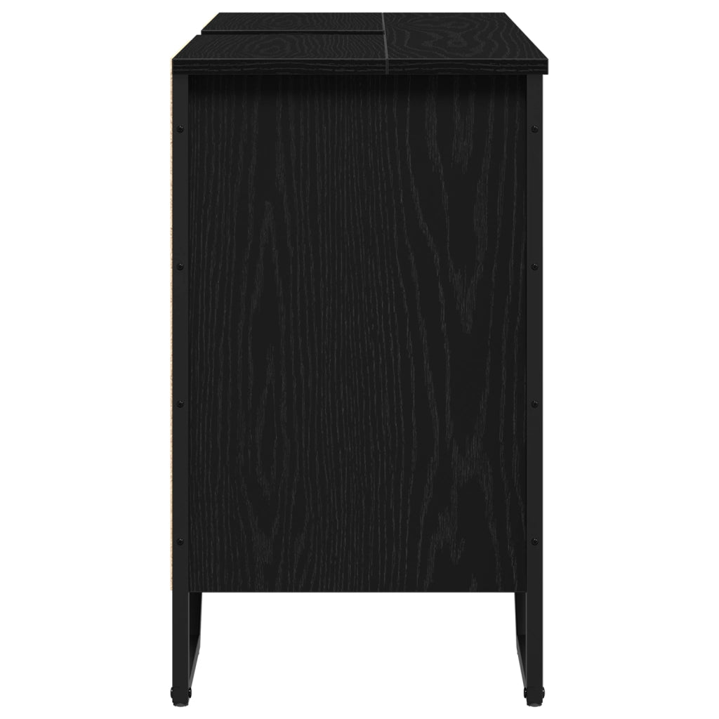 Mobile Lavabo Rovere Nero 91x35x60 cm Legno Ingegnerizzato
