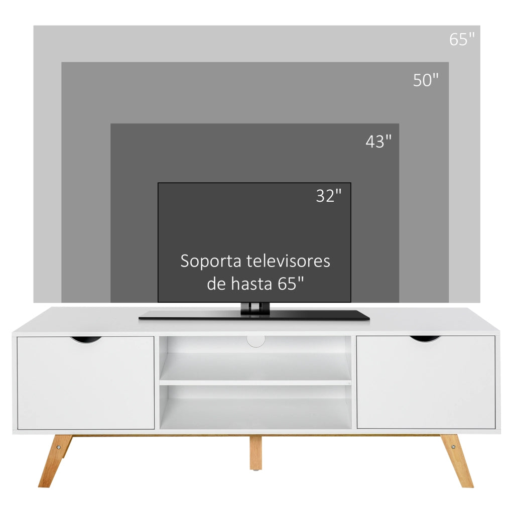 Mobile TV con 2 ante e 2 ripiani ¨C zephmum ¨C bianco legno 150x39x50 cm